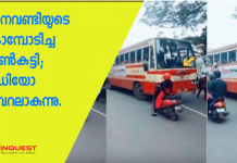 എതിർവശത്തുകൂടി വന്ന കെ.എസ്.ആർ.ടി.സി ബസ്സിനു പണികൊടുത്ത യുവതി
