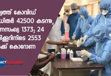 രാജ്യത്ത് കോവിഡ് ബാധിതര് 42500 കടന്നു, മരണസംഖ്യ 1373; 24 മണിക്കൂറിനിടെ 2553 പേര്ക്ക് കൊറോണ