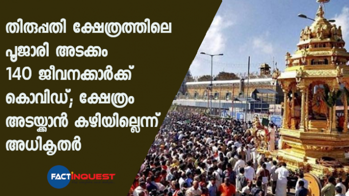 140 Tirupati temple staff members test positive for Covid-19