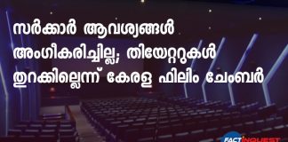 Kerala film chamber says theatres will not open from October 15