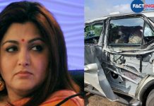 Khushbu Sundar met with an accident on way to BJP’s ‘Vel Yatra’