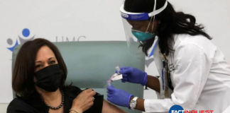 Kamala Haris receives a covid vaccine