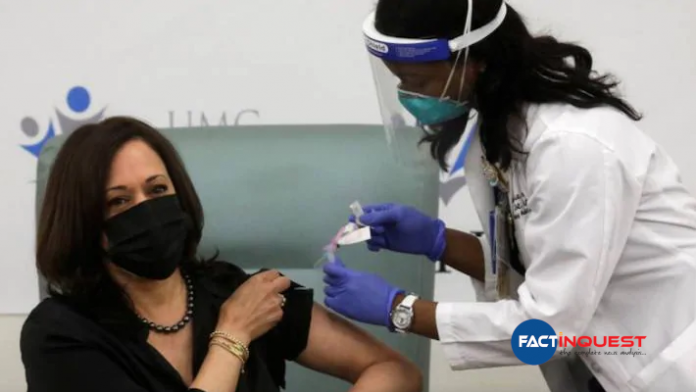 Kamala Haris receives a covid vaccine