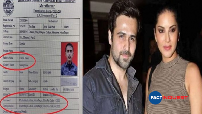 Sunny Leone's Epic Reaction to Bihar Student Naming Her and Emraan Hashmi As Parents in Admit Card