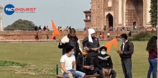 Four held for waving saffron flags at Taj Mahal complex