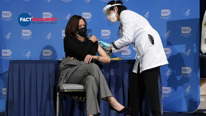 Kamala Hariss receives the second dose of covid vaccine