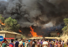 Massive fire sweeps through Rohingya refugee camp in Bangladesh