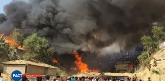 Massive fire sweeps through Rohingya refugee camp in Bangladesh