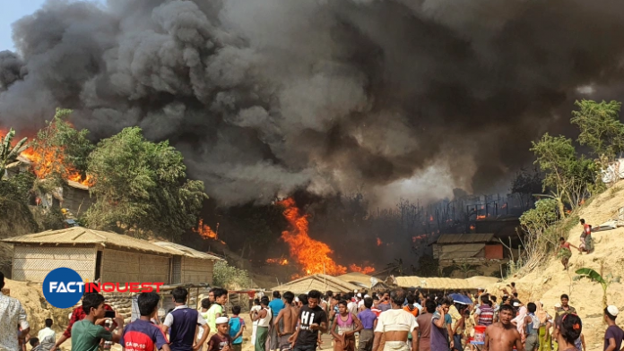 Massive fire sweeps through Rohingya refugee camp in Bangladesh